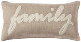 11" x 21" Tan Family Felt Applique Burlap Throw Pillow